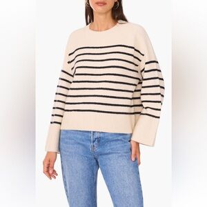 1. State Women's Cream and Black Striped Sweater NWT
